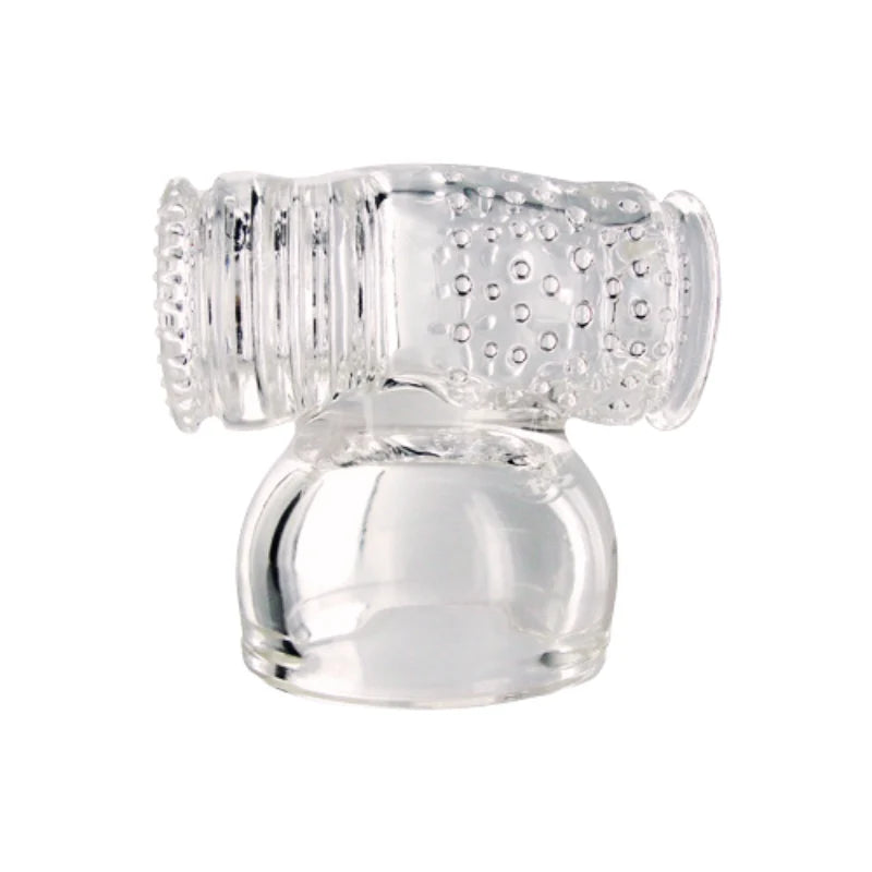 Hummingbird del set de accesorios para Magic Wand — funda transparente con interior estriado y con relieves, sobre la base hueca