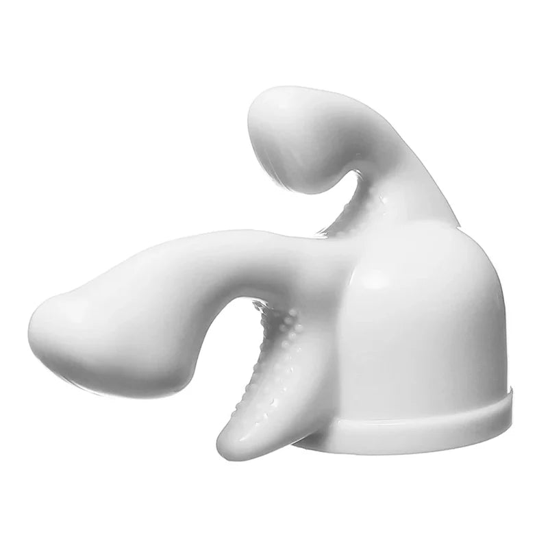 Tri-Gasm del set de accesorios para Magic Wand — pieza blanca con base hueca, un brazo corto y otro largo y, debajo, una lengüeta con relieves